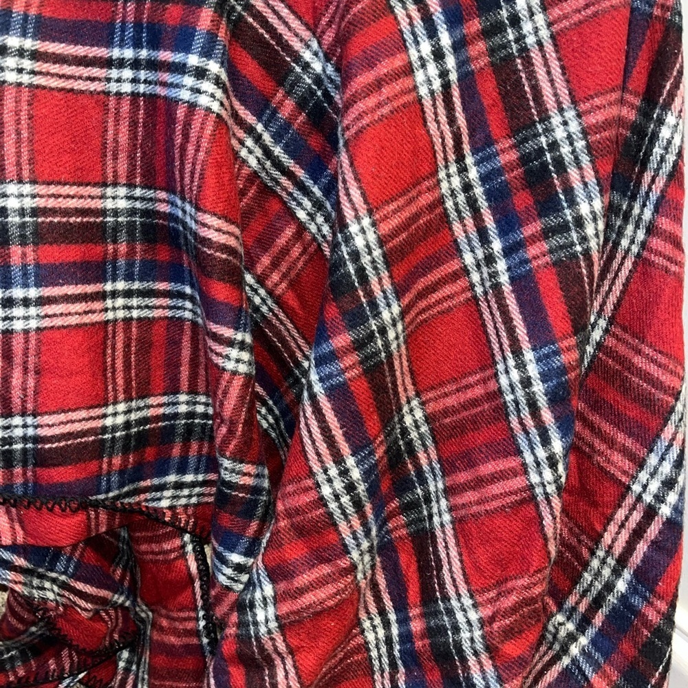 Woolrich Red Tartan Plaid Viscose Blend Wrap Around Fleece Poncho Womens Sz OS - Picture 4 of 6